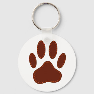 Stitched Felt Dog Paw Print Keychain