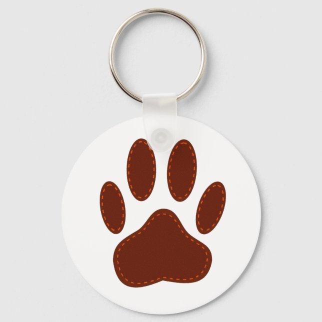Stitched Felt Dog Paw Print Keychain (Front)