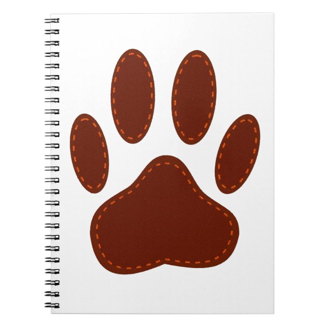 Stitched Felt Dog Paw Print Notebook (Front)