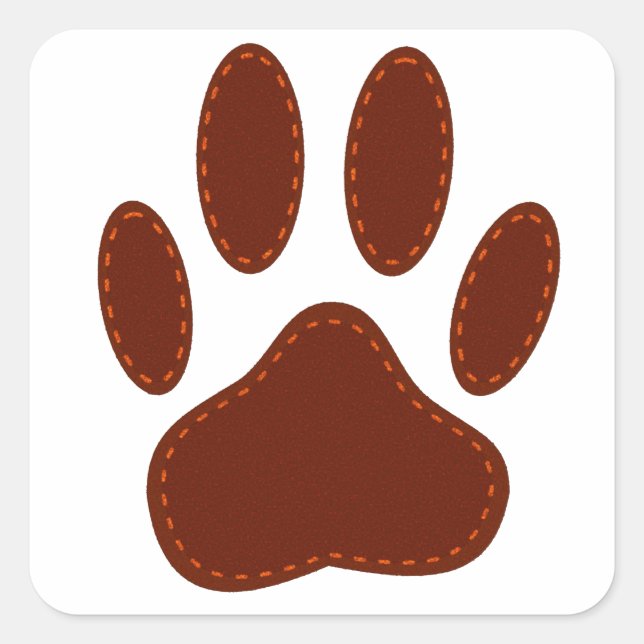 Stitched Felt Dog Paw Print Square Sticker (Front)