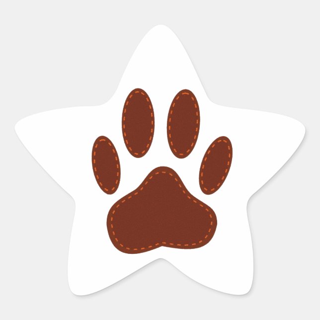Stitched Felt Dog Paw Print Star Sticker (Front)