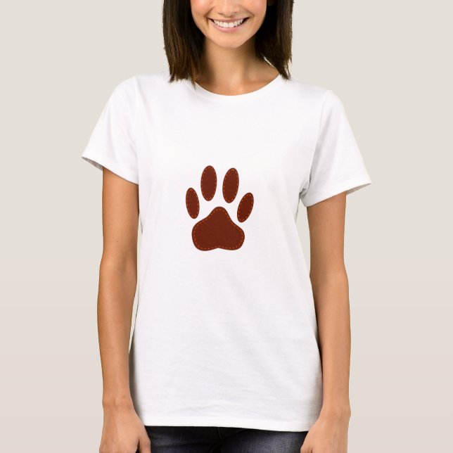 Stitched Felt Dog Paw Print T-Shirt (Front)