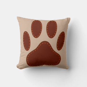 Stitched Felt Dog Paw Print Throw Pillow