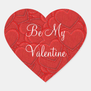 Stitched Hearts Be My Valentine Stickers