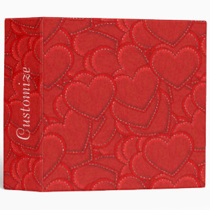 Stitched Hearts Romantic Red Binder