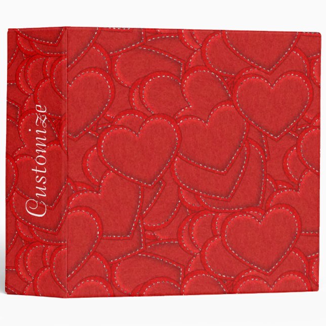 Stitched Hearts Romantic Red Binder (Front/Spine)