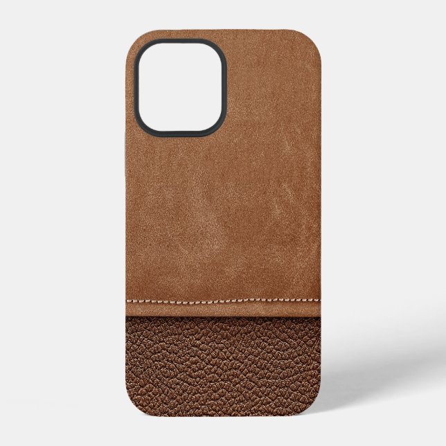 Stitched leather: grey, black background. iPhone case (Back)