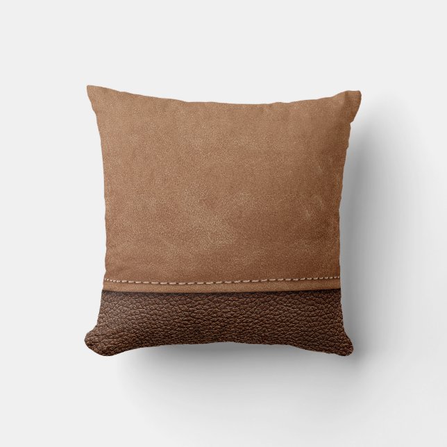 Stitched leather: grey, black background. throw pillow (Front)