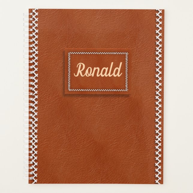 Stitched Leather Personalized Planner (Front)