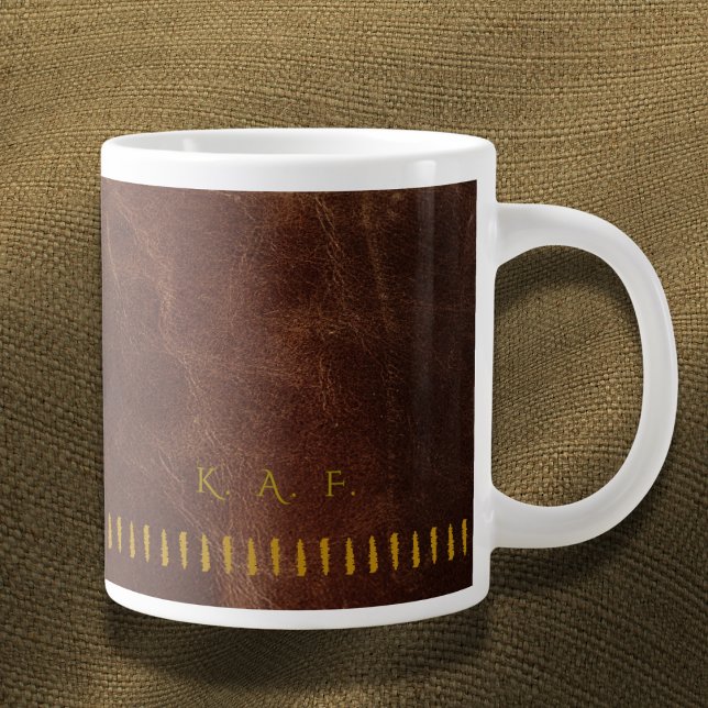 Stitched Leather Style Personalized Scholar Mug (Creator Uploaded)