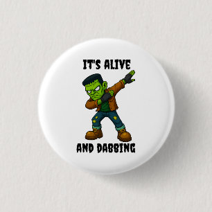 Stitched Monster is alive and dabs for Halloween 1 Inch Round Button