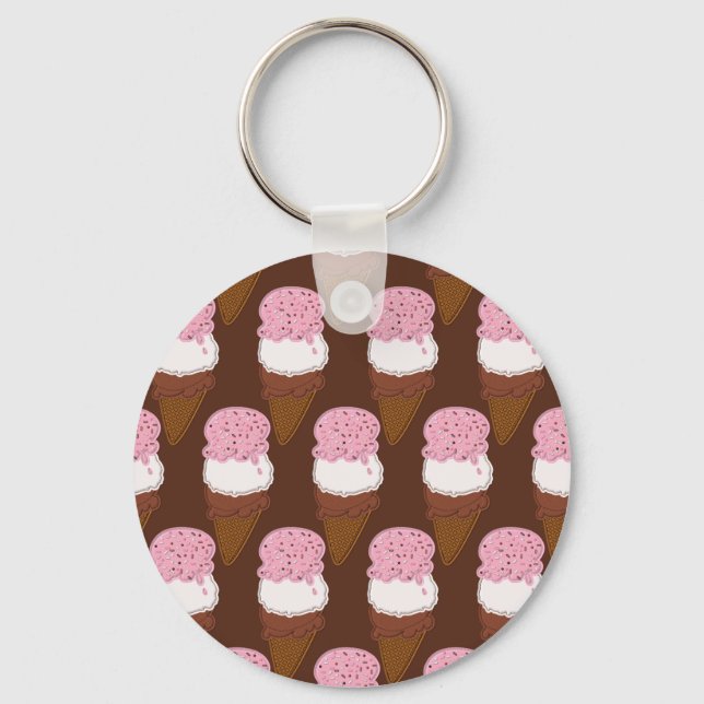 Stitched-Neapolitan-Ice-Cream-Cones-2-KEY CHAIN Keychain (Front)