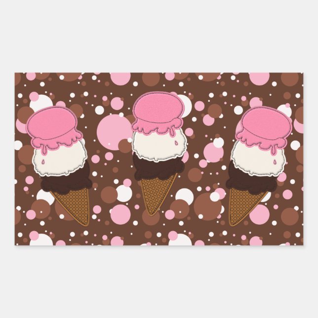 Stitched Neapolitan Ice Cream Trio 1-Rect Stickers (Front)