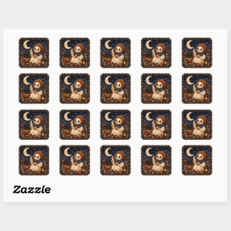 Stitched Spirits Moonlit Ghost Halloween Sticker