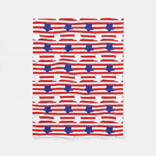 Stitched Stars and Stripes Fleece Blanket