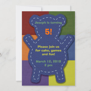 Stitched Teddy Bear Invitation