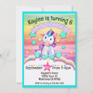 Stitched Unicorn birthday party invitation