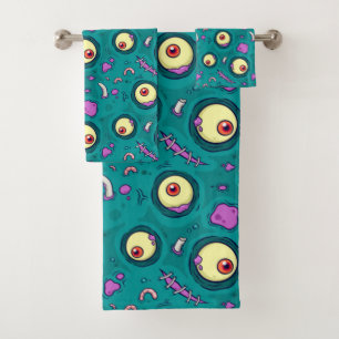 Stitches The One Eye Monster Pattern Bath Towel Set