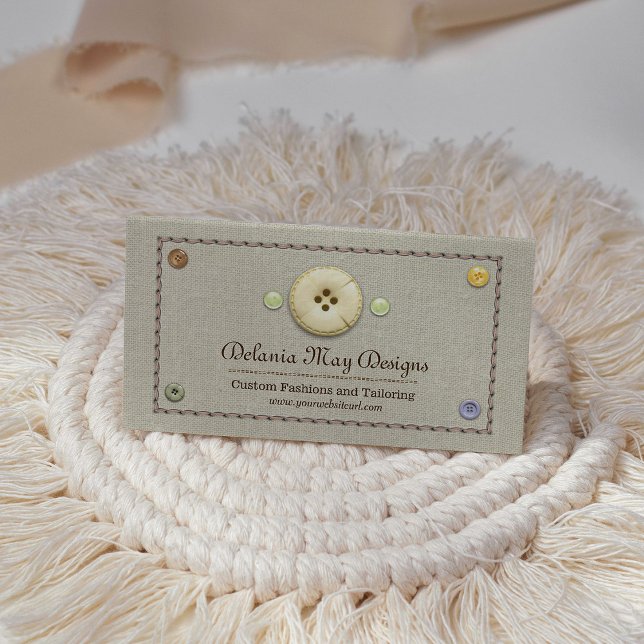 Stitching and Buttons Tailoring Seamstress Business Card (Creator Uploaded)