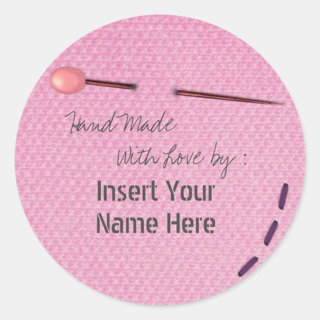Stitching Hand-Made Custom Round Label Sticker (Front)