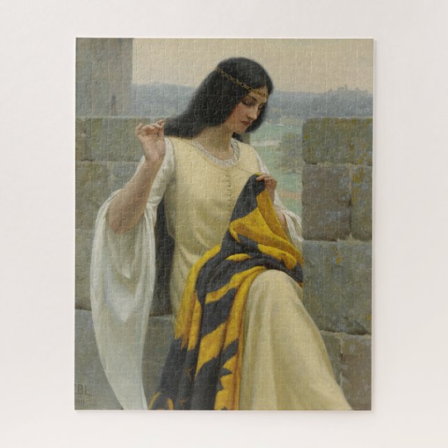 Stitching the Standard Flag (Medieval Woman) Jigsaw Puzzle (Vertical)