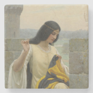 Stitching the Standard Flag (Medieval Woman) Stone Coaster