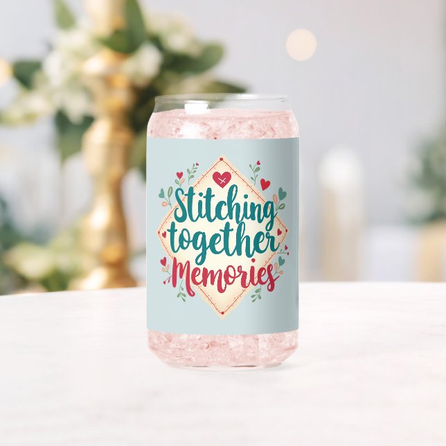 Stitching Together Memories Embroidery Art Can Glass (Insitu (Wedding))