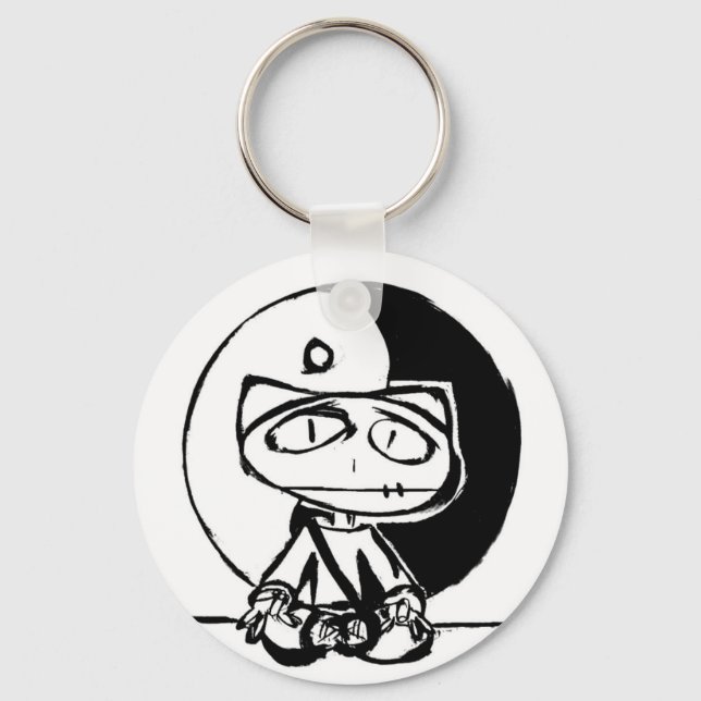 "Stitchlip Meditating w' Yin Yang"  By Levi G. Keychain (Front)