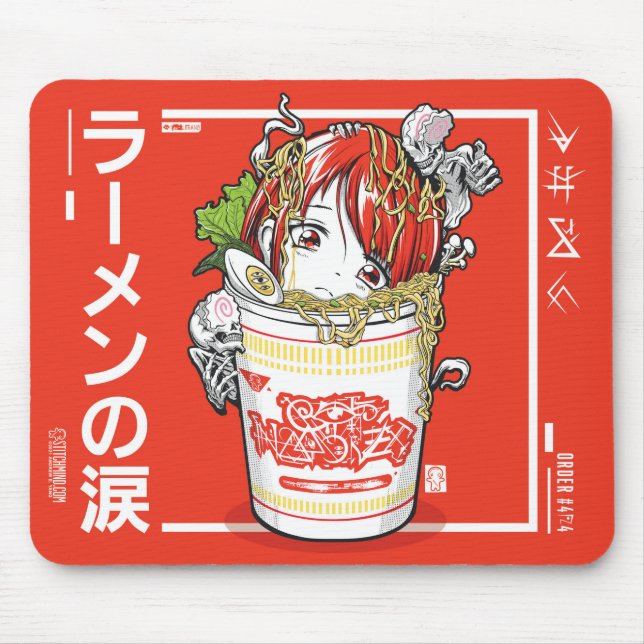 Stitchmind Ramen Tears Noodle Anime Girl mousepad (Front)