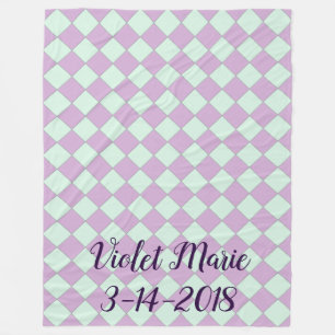 Stitchy Pastels - Purple & Aqua Fleece Blanket