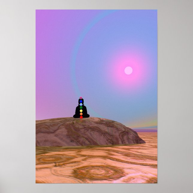 Stitting pose, yoga, yogi, chakras, chakra, aura poster (Front)