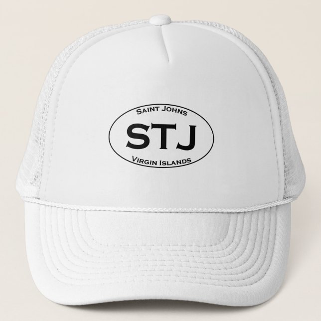STJ - Saint Johns Virgin Islands Euro Style Oval Trucker Hat (Front)