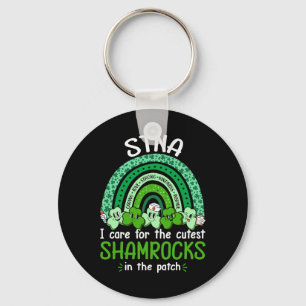 Stna Cutest Shamrocks Nurse St Patricks Day Women Keychain