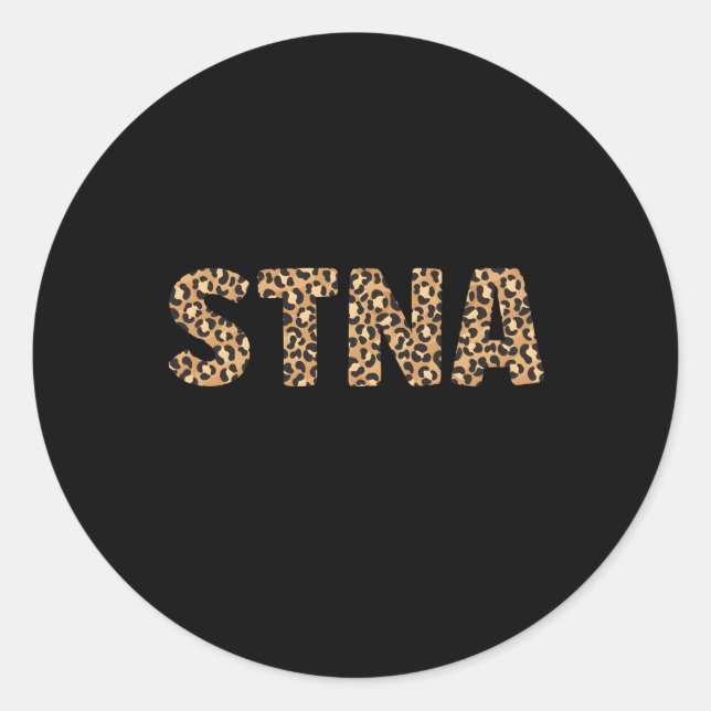 Stna Leopard State Tested Nursing Assistant Classic Round Sticker (Front)