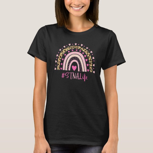 STNA Nurse Leopard Print Boho Rainbow NURSE'S WEEK T-Shirt (Front)