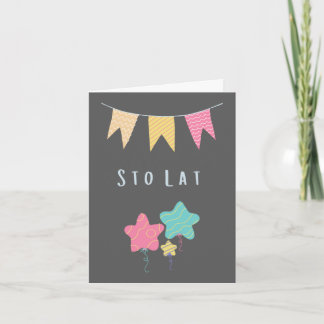 Sto lat Polish birthday nameday congratulations  Card