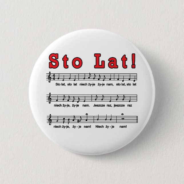Sto Lat! Song 2 Inch Round Button (Front)