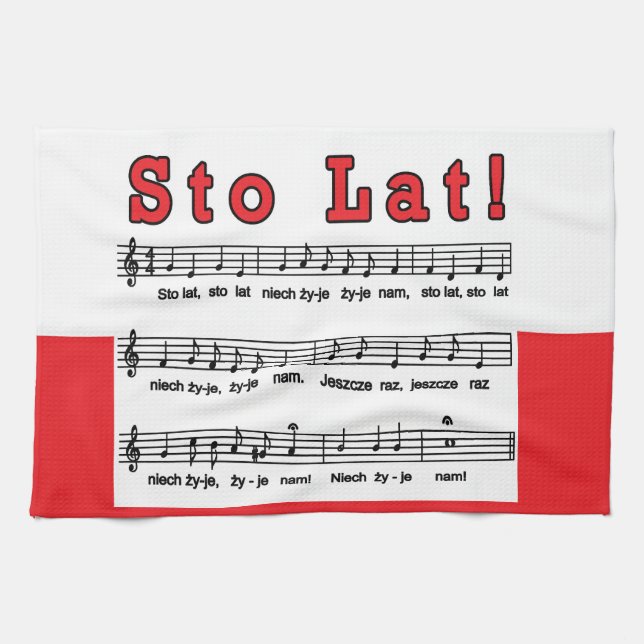 Sto Lat! Song Kitchen Towel (Horizontal)