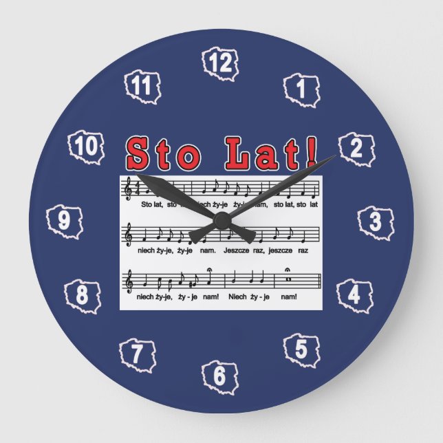 Sto Lat! Song Large Clock (Front)