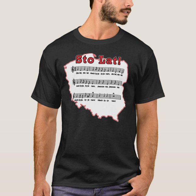Sto Lat Song on Poland Map T-Shirt (Front)