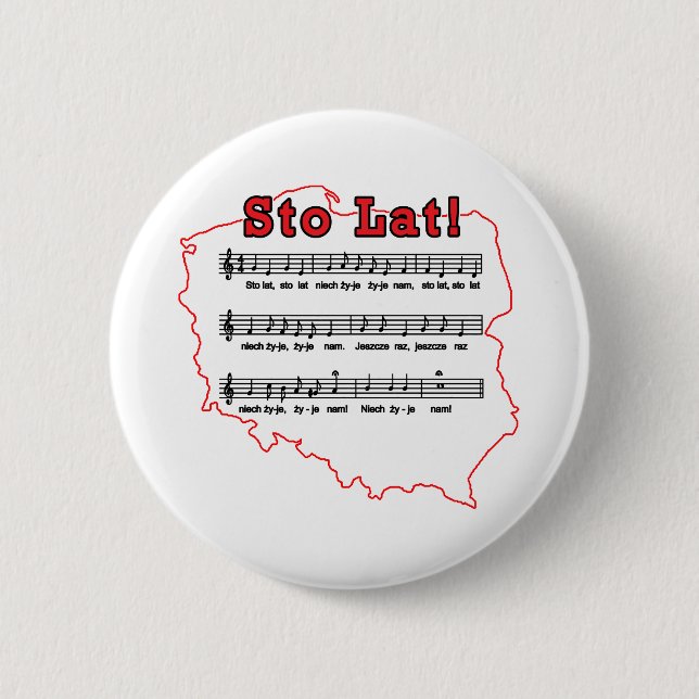 Sto Lat! Song Polish Map 2 Inch Round Button (Front)