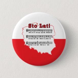 Sto Lat! Song Polish Map 2 Inch Round Button