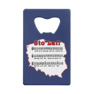 Sto Lat! Song Polish Map Credit Card Bottle Opener