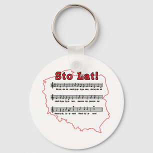 Sto Lat! Song Polish Map Keychain