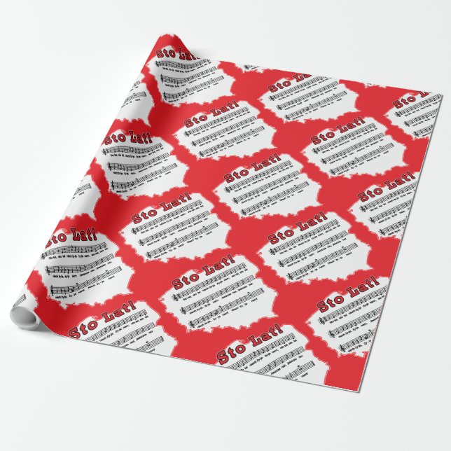 Sto Lat! Song Polish Map Wrapping Paper (Unrolled)