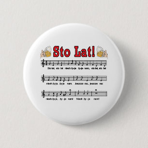 Sto Lat! Song With Beer Mugs 2 Inch Round Button
