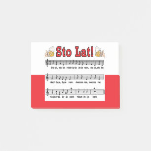 Sto Lat! Song With Beer Mugs Post-it Notes