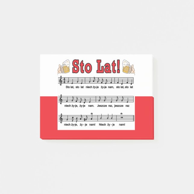 Sto Lat! Song With Beer Mugs Post-it Notes (Front)