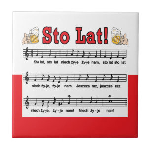 Sto Lat! Song With Beer Mugs Tile