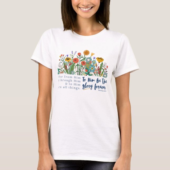 Stoa Floral Romans 11:36 T-shirt (Devant)